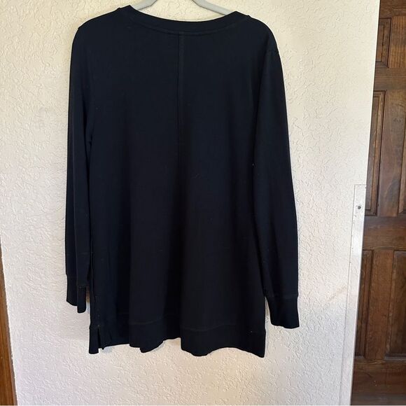Soft Surroundings Black V Neck Long Sleeve‎ Sweatshirt LARGE - Picture 6 of 10